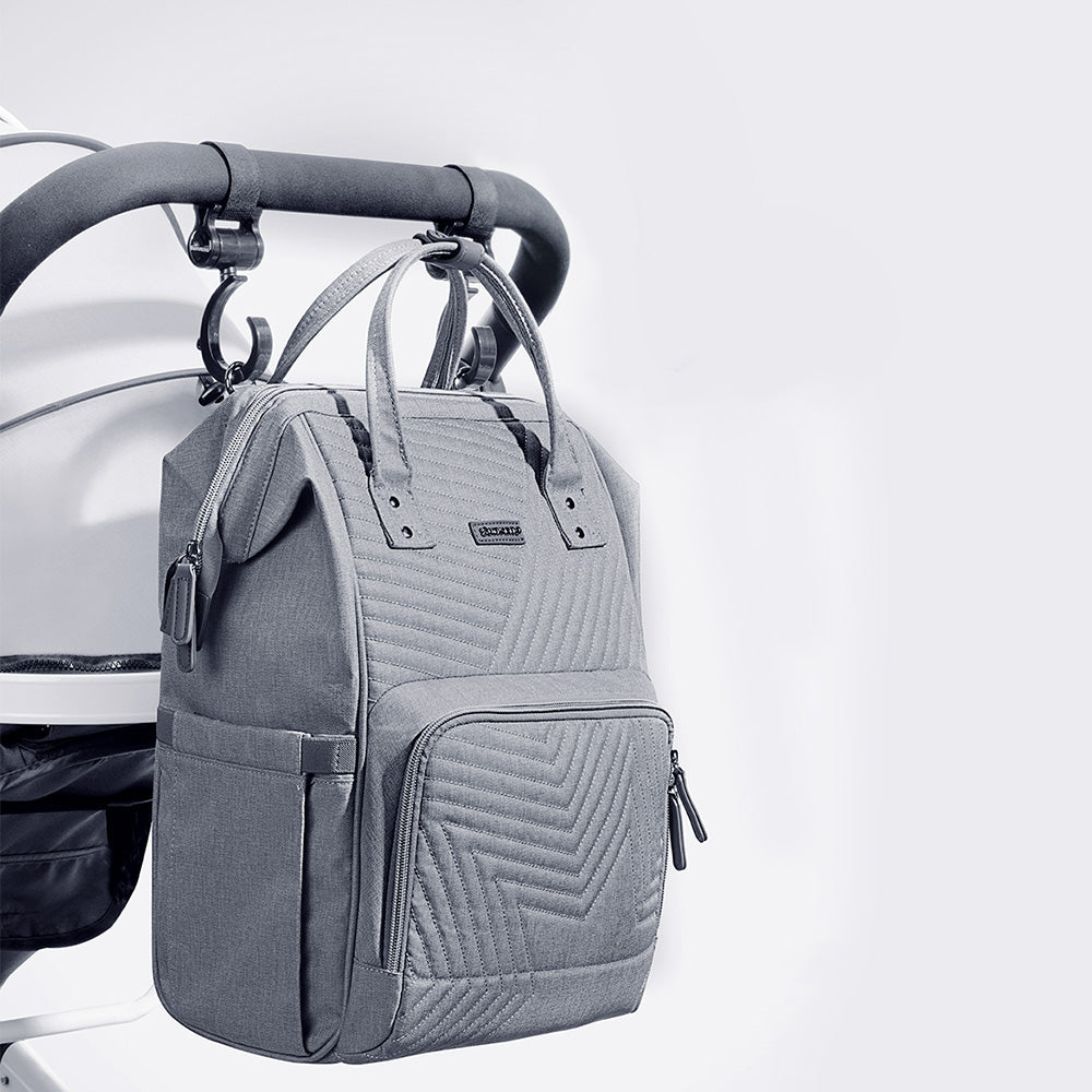 Modern Quilted Diaper Bag Backpack - Waterproof with USB Port | Pureli Baby
