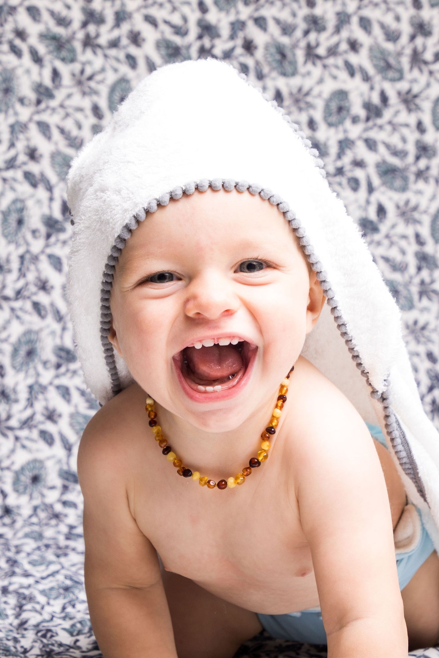 Bamboo Baby Hooded Towel with Pom Poms - Soft Luxury Bath Cape | Pureli Baby