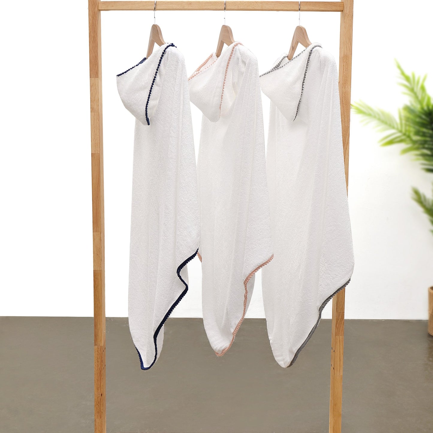 Bamboo Baby Hooded Towel with Pom Poms - Soft Luxury Bath Cape | Pureli Baby