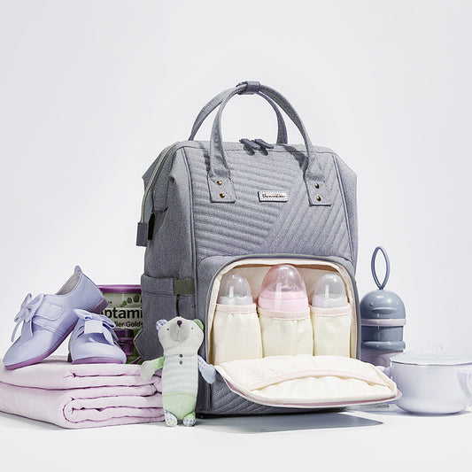 Modern Quilted Diaper Bag Backpack - Waterproof with USB Port | Pureli Baby